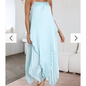 Billy J Boutique Venice Pleated Maxi Dress- ice blue